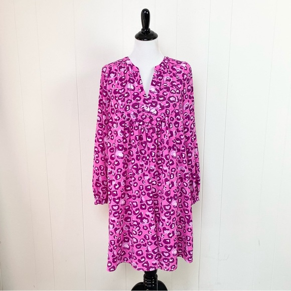 Lilly Pulitzer Dresses & Skirts - Lilly Pulitzer Brynnly Dress Mandevilla Pink Don't be a Cheetah Sz 8 Long Sleeve
